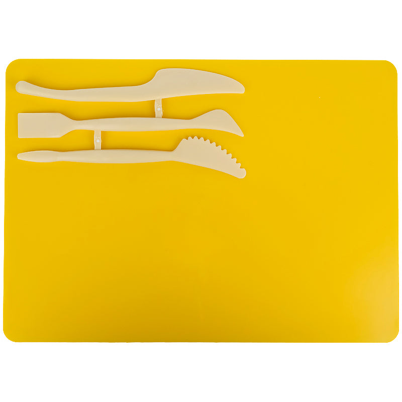 Modeling set Kite K17-1140-08, baseplate and 3 different modeling tools, yellow