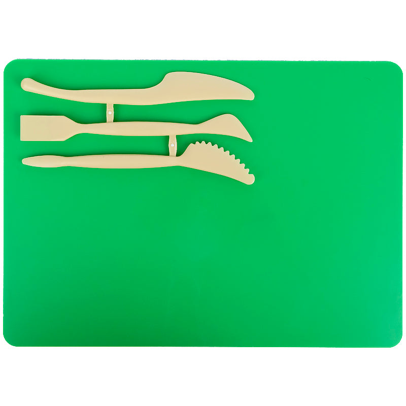 Modeling set Kite K17-1140-04, baseplate and 3 different modeling tools, green