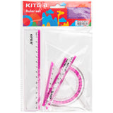 Set ruler 15 cm, 2 triangle rulers, protractor (pink stripe) K17-280-10 Set ruler 15 cm, 2 triangle rulers, protractor (pink stripe) K17-280-10