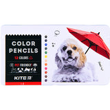 Trigonal colored pencils Kite Dogs K22-058-1, 12 colors, metal pencil case Trigonal colored pencils Kite Dogs K22-058-1, 12 colors, metal pencil case