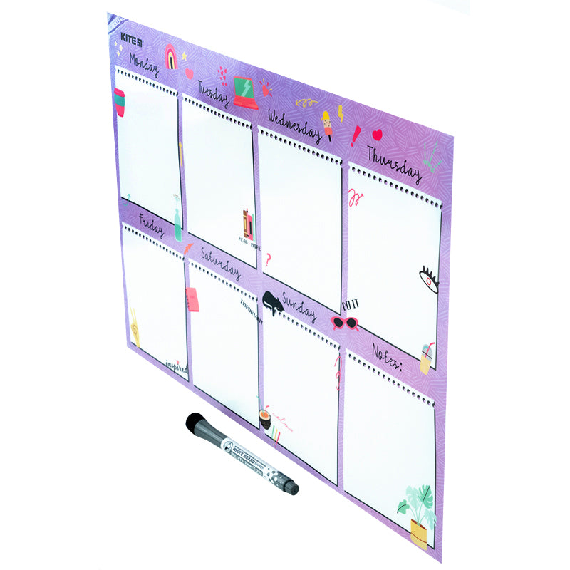 Wall-mounted weekly planner Kite Purple mood K22-473-2, А3