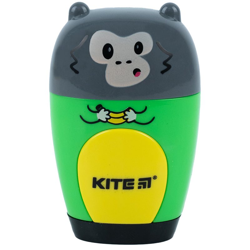 Sharpener with container and eraser Kite Jungle K23-366, assorted