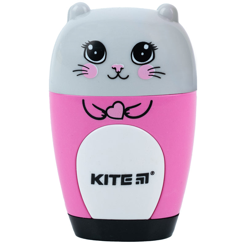 Sharpener with container and eraser Kite Jungle K23-366, assorted