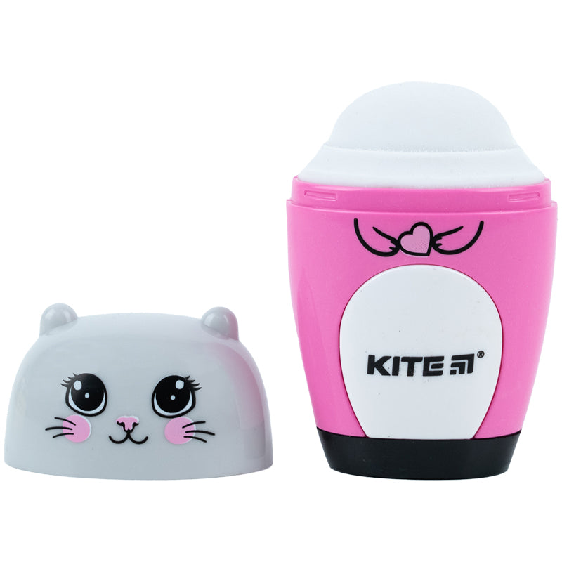 Sharpener with container and eraser Kite Jungle K23-366, assorted