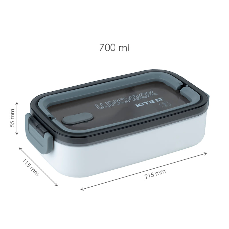 Lunchbox with fork and spoon Kite K23-182-1, 700 ml, white