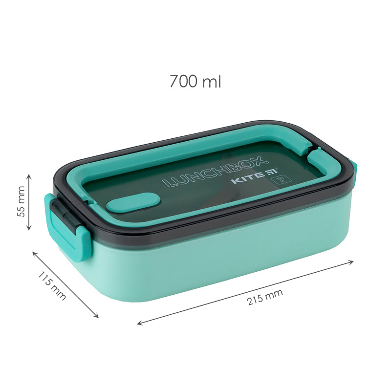 Lunchbox with fork and spoon Kite K23-182-2, 700 ml, green