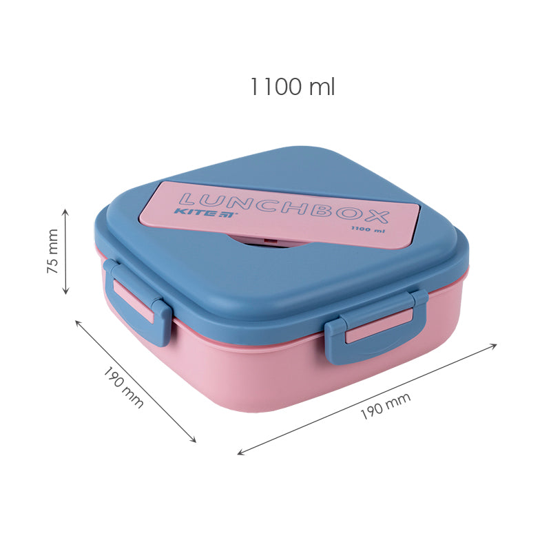 Lunchbox with divider Kite K23-186-3, 1100 ml, pink