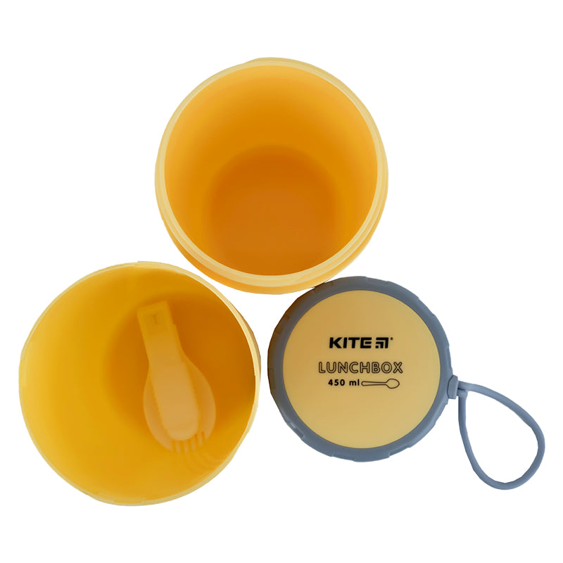 Lunchbox round Kite K23-187-1, 450 ml, yellow