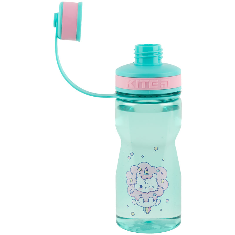 Water bottle Kite Rainbow Catcorn K24-397-2, 500 ml, turquoise