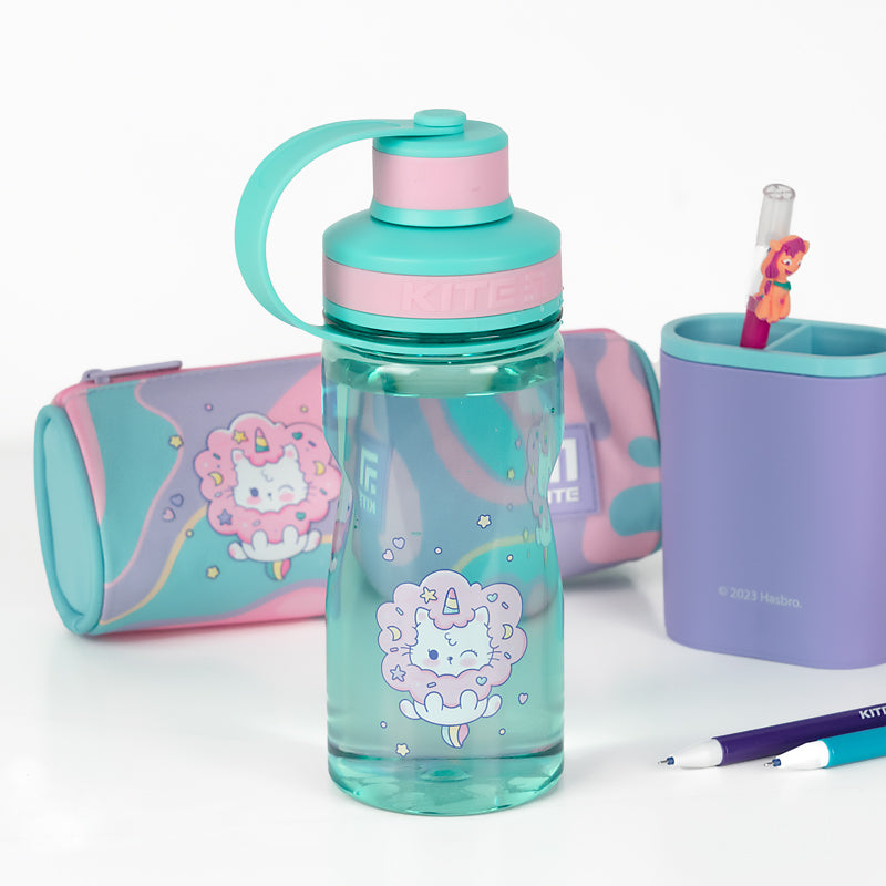 Water bottle Kite Rainbow Catcorn K24-397-2, 500 ml, turquoise