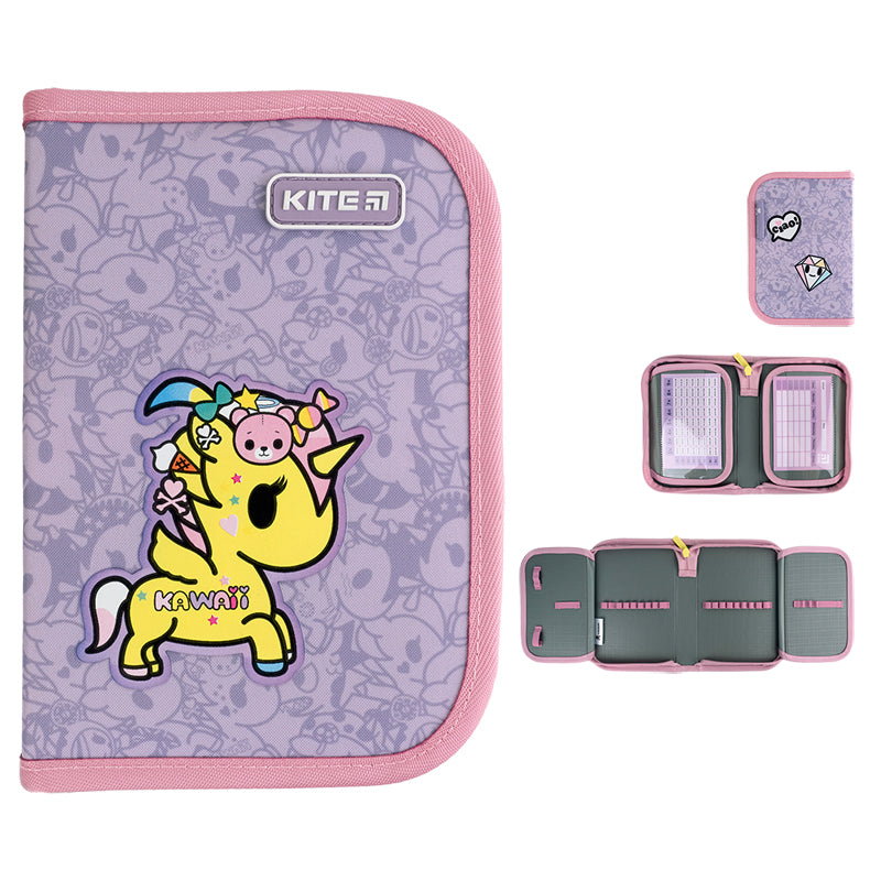 Pencil case without stationery Kite tokidoki TK24-622, 1 compartment, 2 folds