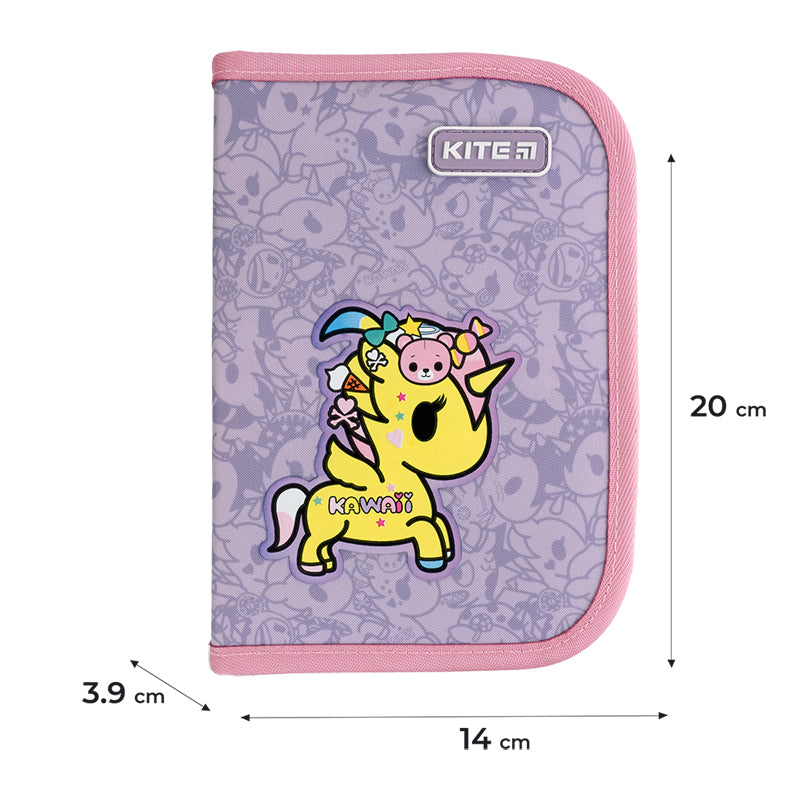 Pencil case without stationery Kite tokidoki TK24-622, 1 compartment, 2 folds