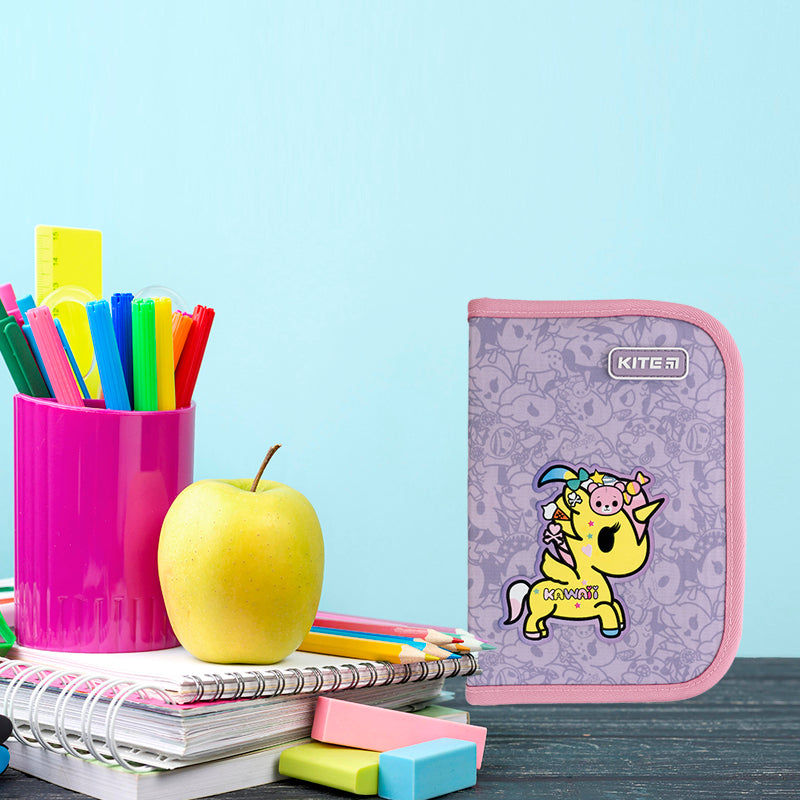 Pencil case without stationery Kite tokidoki TK24-622, 1 compartment, 2 folds