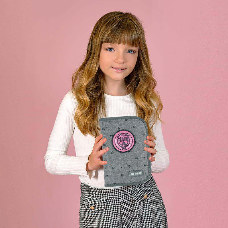 Pencil case without stationery Kite College Line K24-622-1, 1 compartment, 2 folds