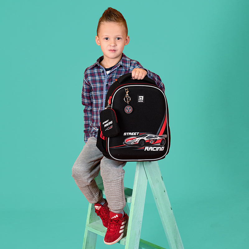 Hard-shaped school backpack Kite Education Racing K24-555S-5