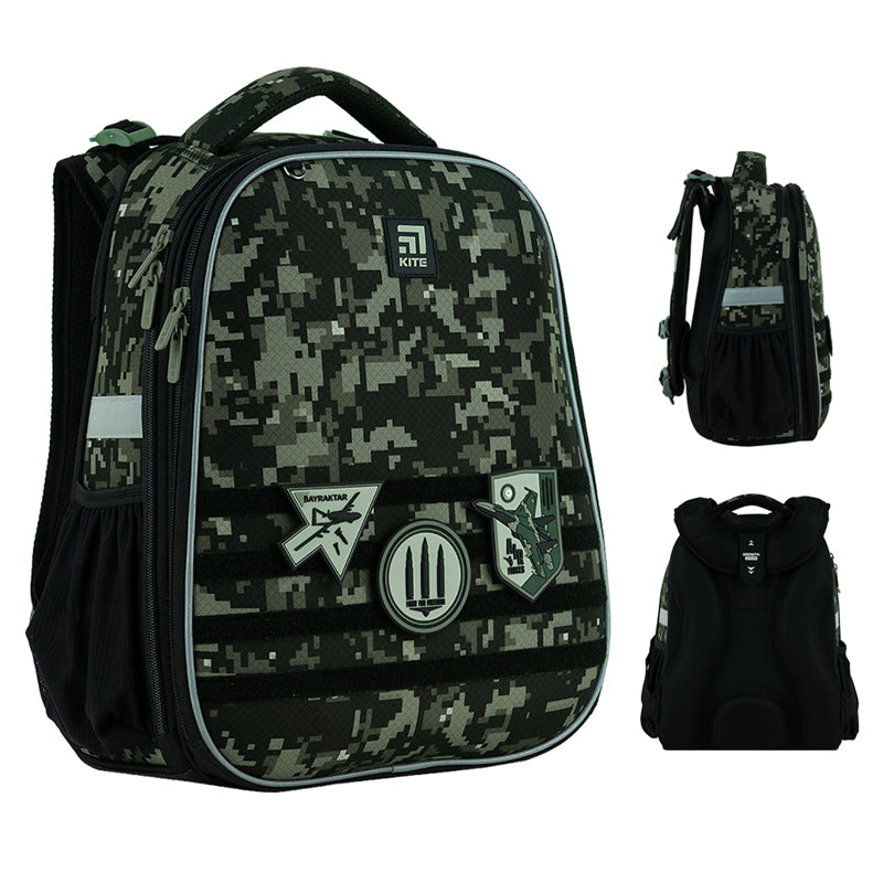 Hard-shaped school backpack Kite Education Air Force K24-531M-3