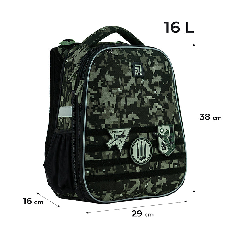 Hard-shaped school backpack Kite Education Air Force K24-531M-3