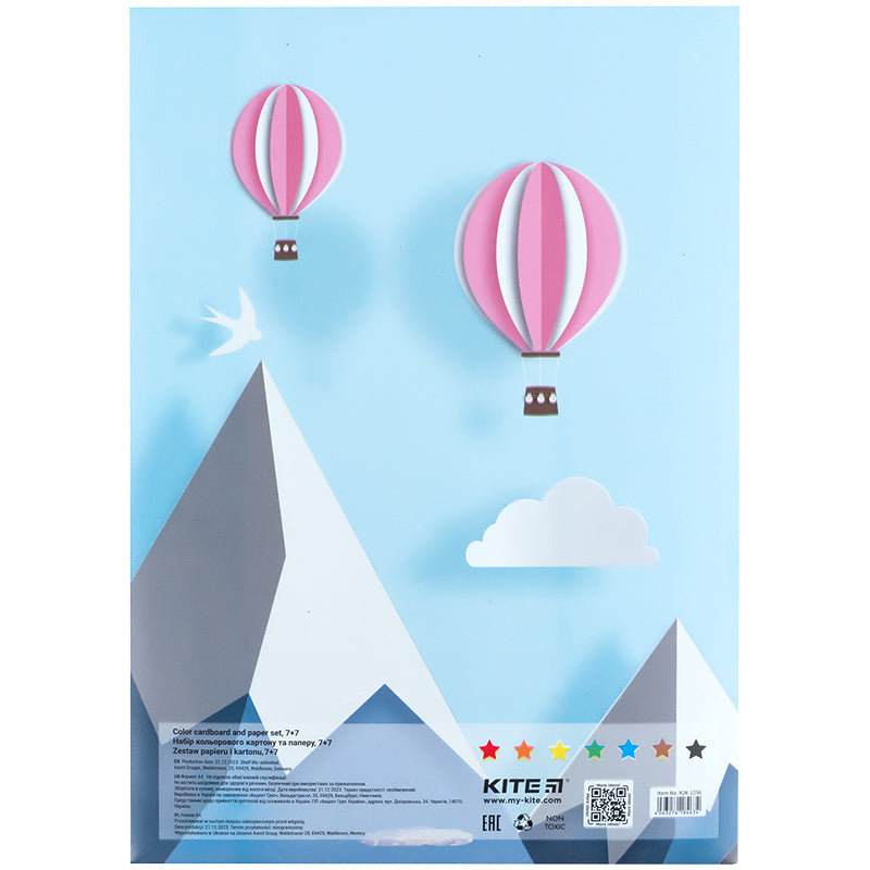 Set of paper and cardboard Kite K24-1256 (7+7), A4
