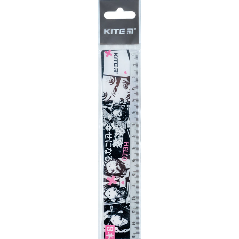 Ruler plastic Kite Anime K24-090-3, 15 cm