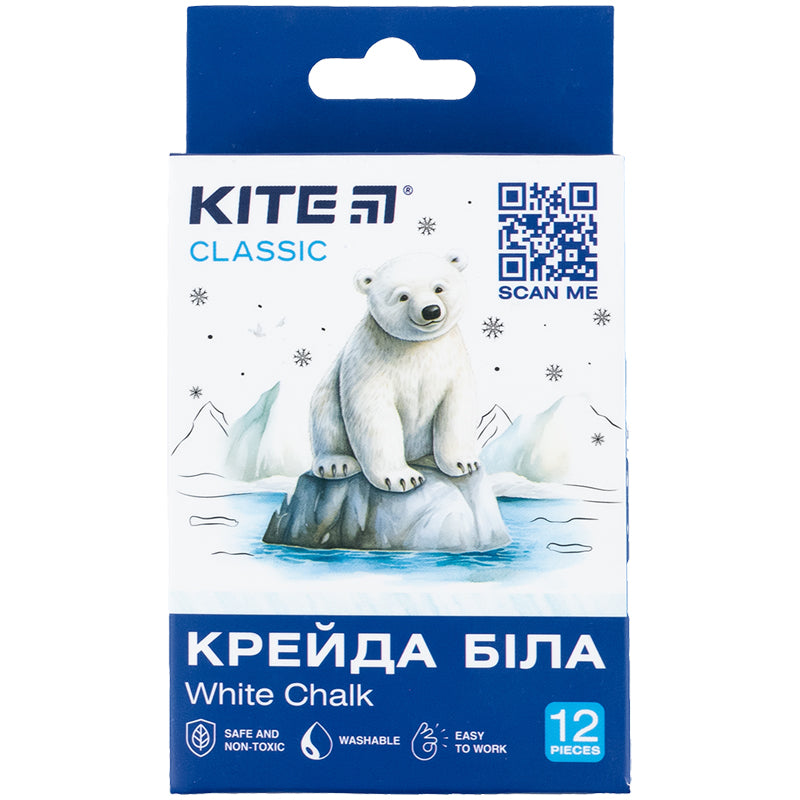 Round white chalk Kite Classic K-079-12, 12 pcs.