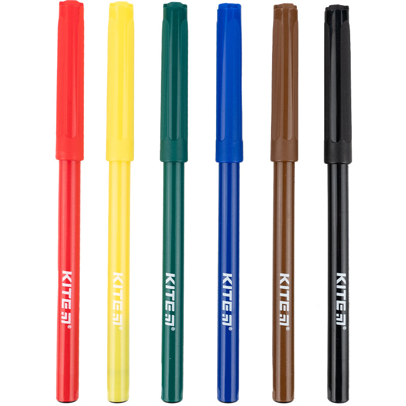 Set of fiber-tipped pens Kite Classic K-446, 6 colors