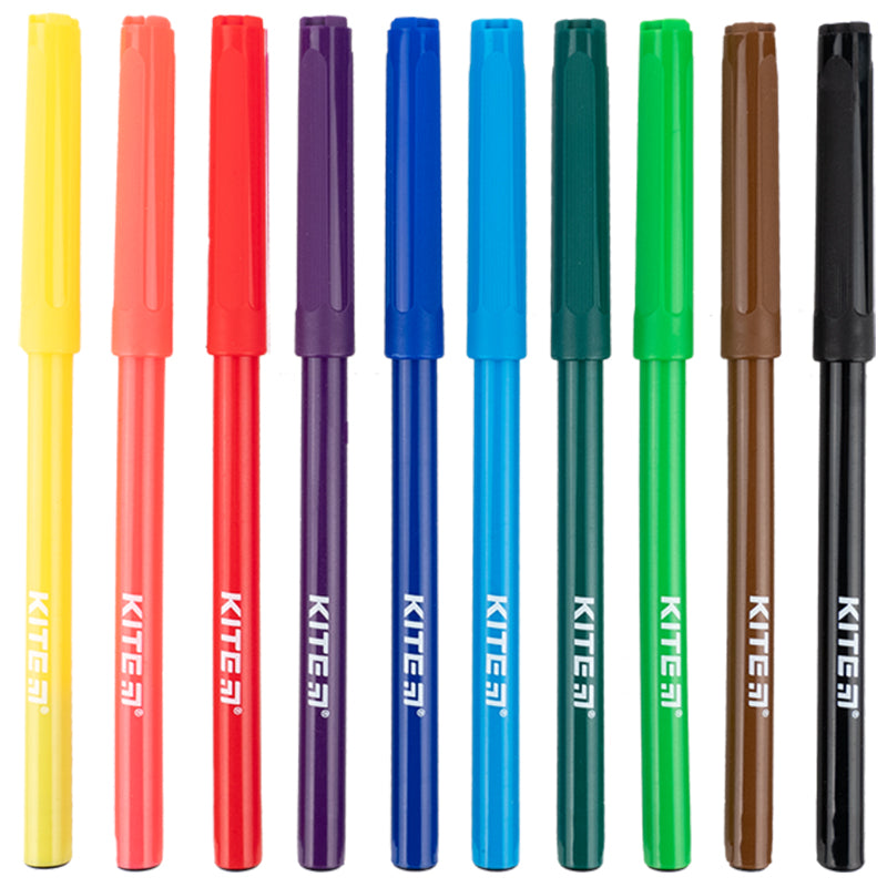 Set of fiber-tipped pens Kite Classic K-455, 10 colors