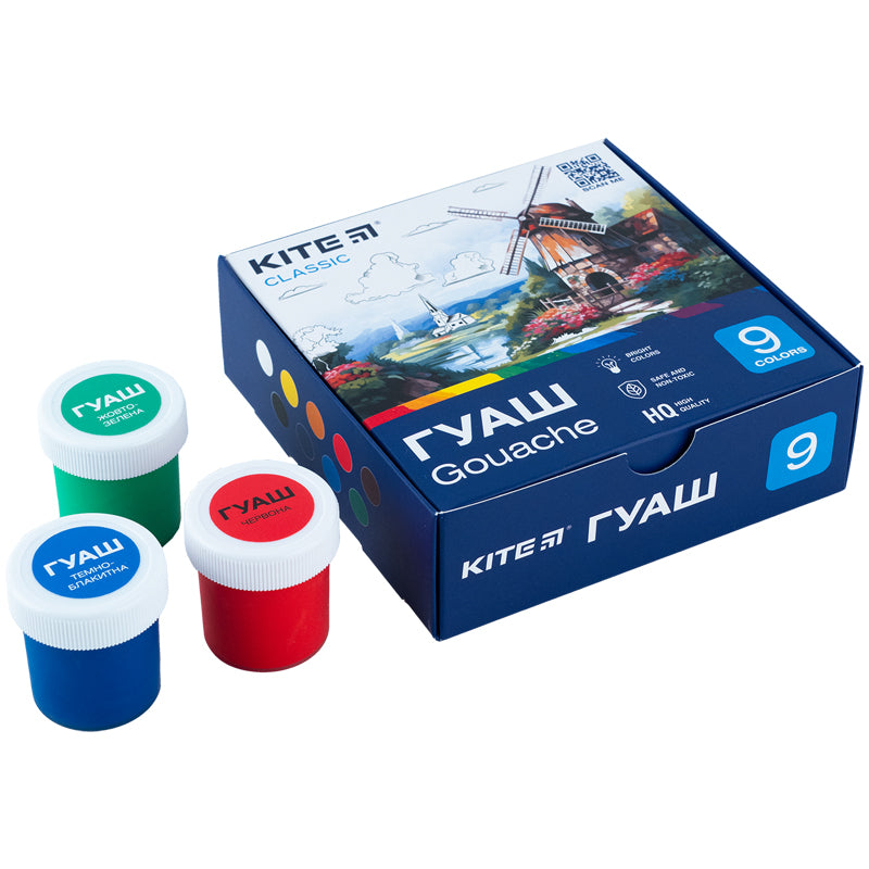 Gouache Kite Classic K-072, 9 colors