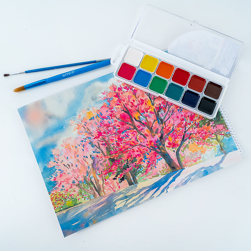 Watercolor paints Kite Classic K-061, 12 colors