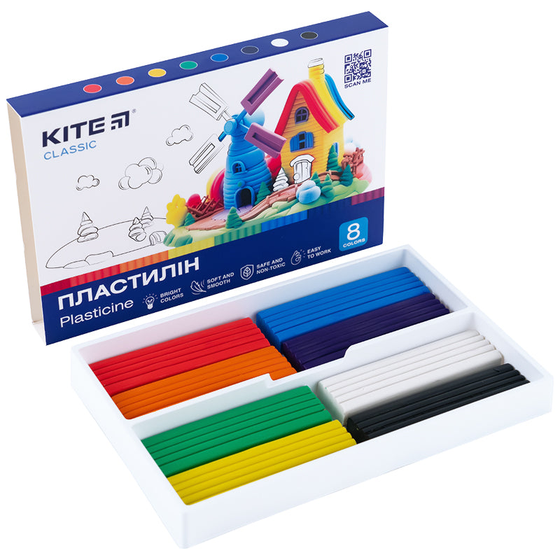Plasticine Kite Classic K-082, 8 colors, 160 g