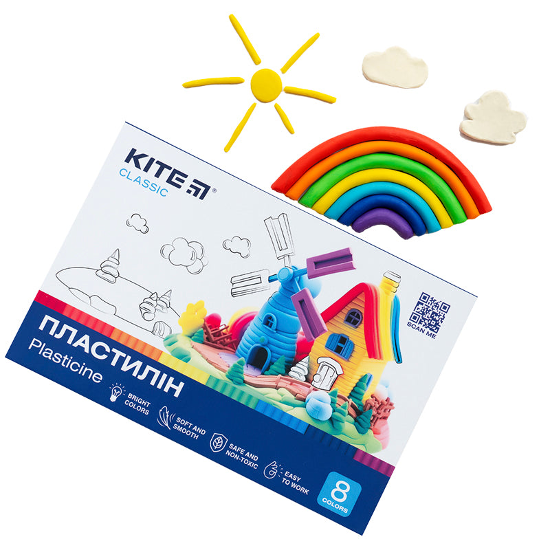 Plasticine Kite Classic K-082, 8 colors, 160 g