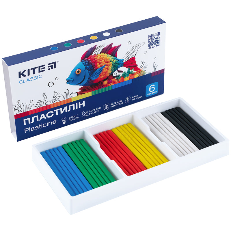 Plasticine Kite Classic K-081, 6 colors, 120 g