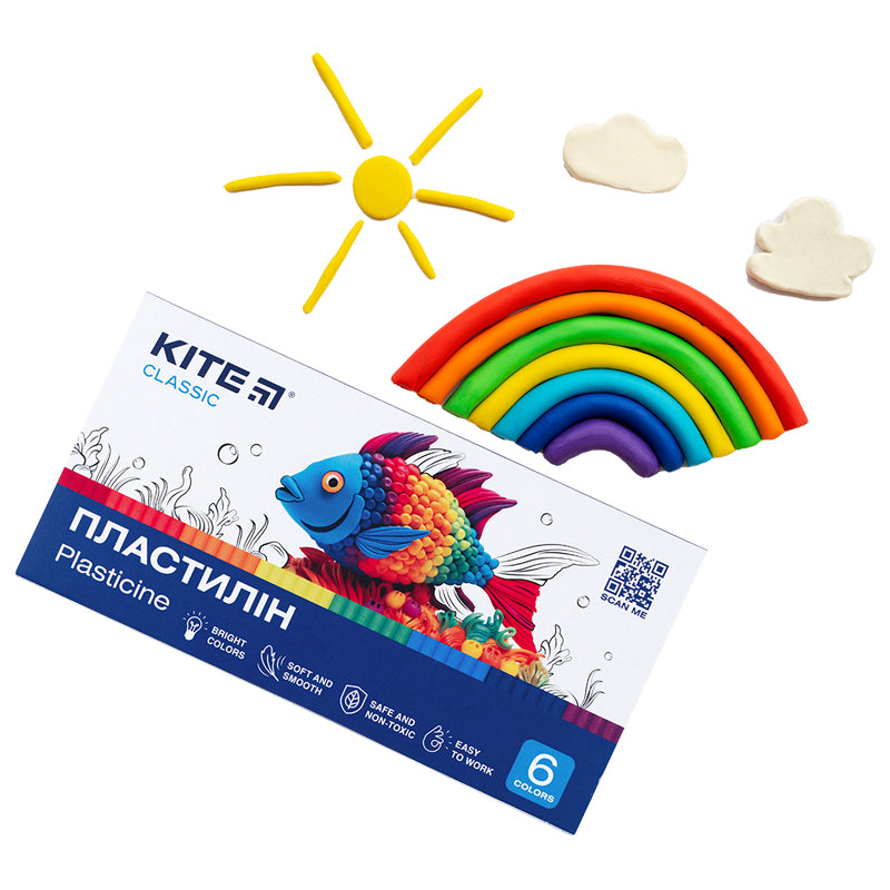 Plasticine Kite Classic K-081, 6 colors, 120 g