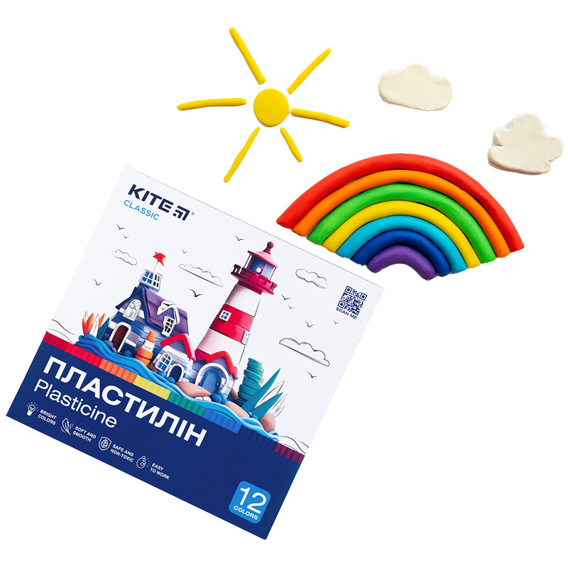 Plasticine Kite Classic K-1086, 12 colors, 240 g