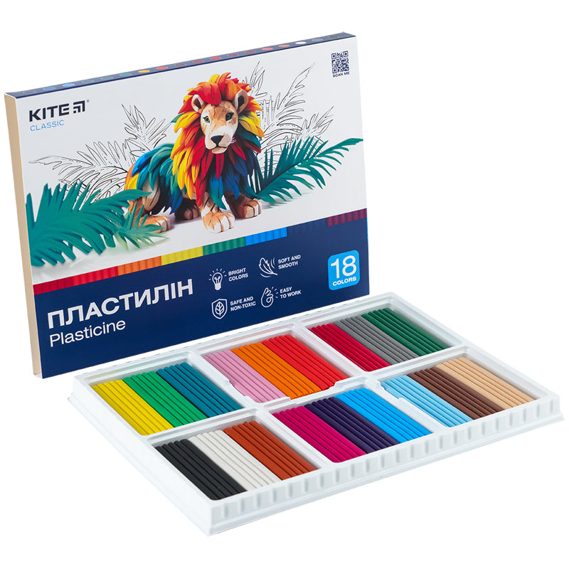 Plasticine Kite Classic K-085, 18 colors, 360 g