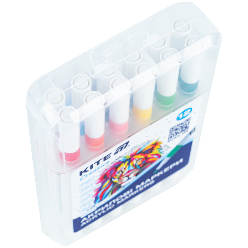 Маркери акрилові Kite Creative K-1156, 12 кольорів
