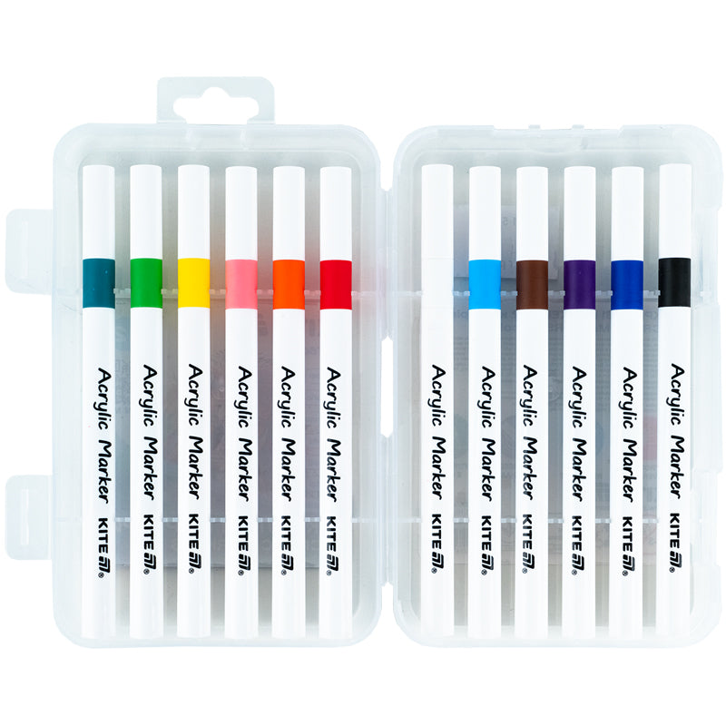 Acrylic markers Kite Creative K-1156, 12 colors