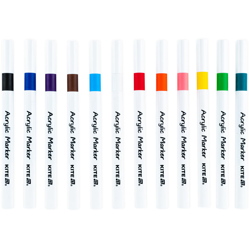 Acrylic markers Kite Creative K-1156, 12 colors