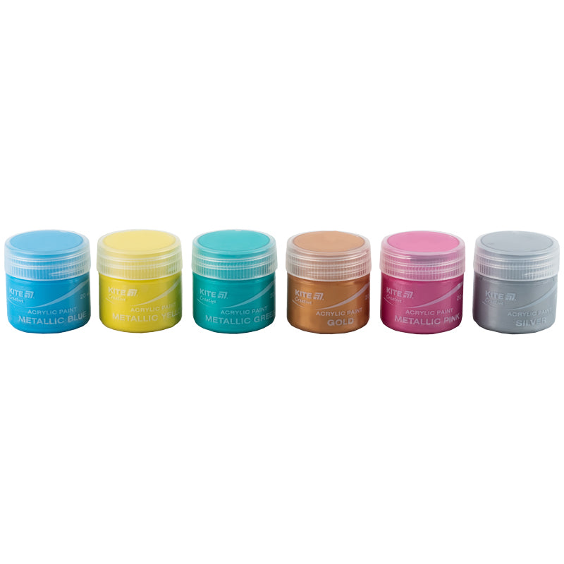 Acrylic paints Kite Creative K-273, 6 metallic colors, 20 ml
