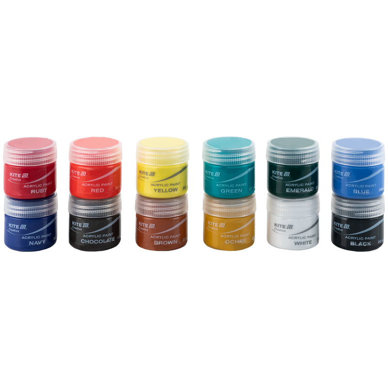 Acrylic paints Kite Creative K-275, 12 colors, 20 ml