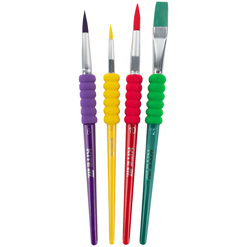 Set of 4 brushes with grip Kite Creative K-334-1 (synthetic, round 2, 6, 10, flat 12)