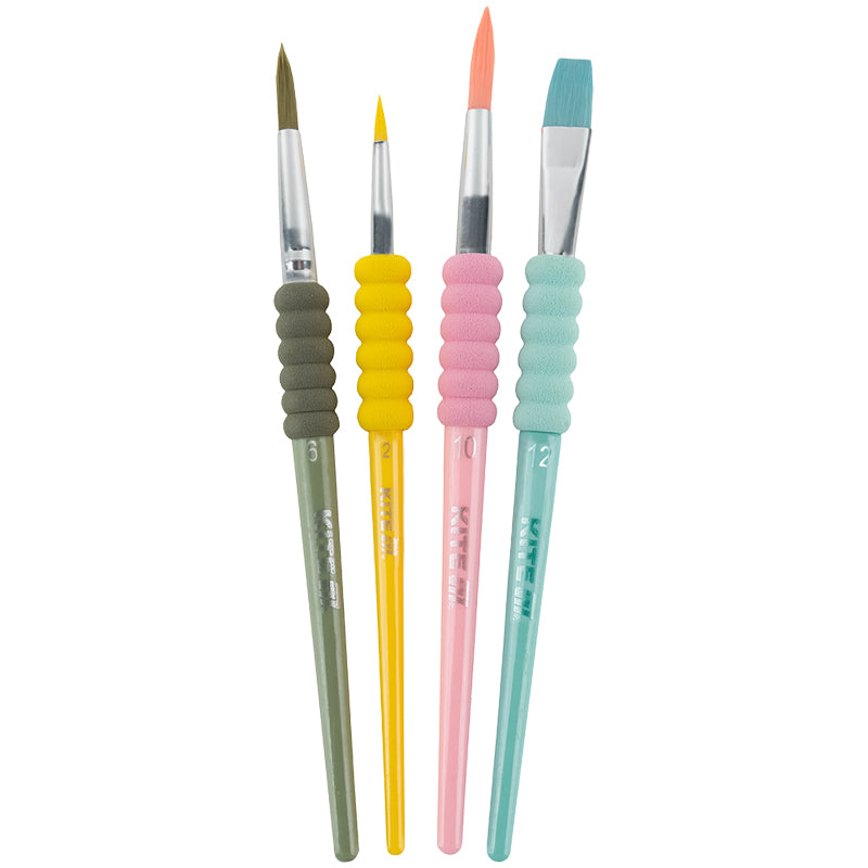 Set of 4 brushes with grip Kite Creative K-334-2 (synthetics round 2, 6, 10, flat 12)