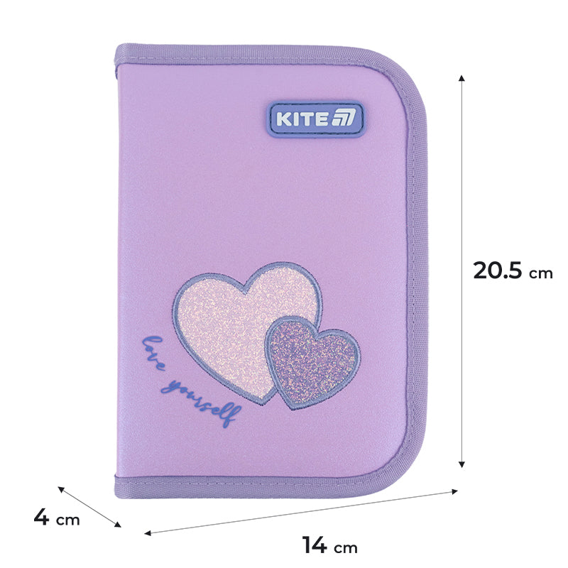 Pencil case without stationery Kite Sweetheart K25-621-1, 1 compartment, 1 flap