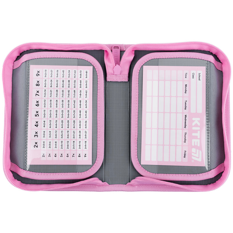 Pencil case with stationery Kite Sparkling K25-622H-1, 1 compartment, 2 flaps
