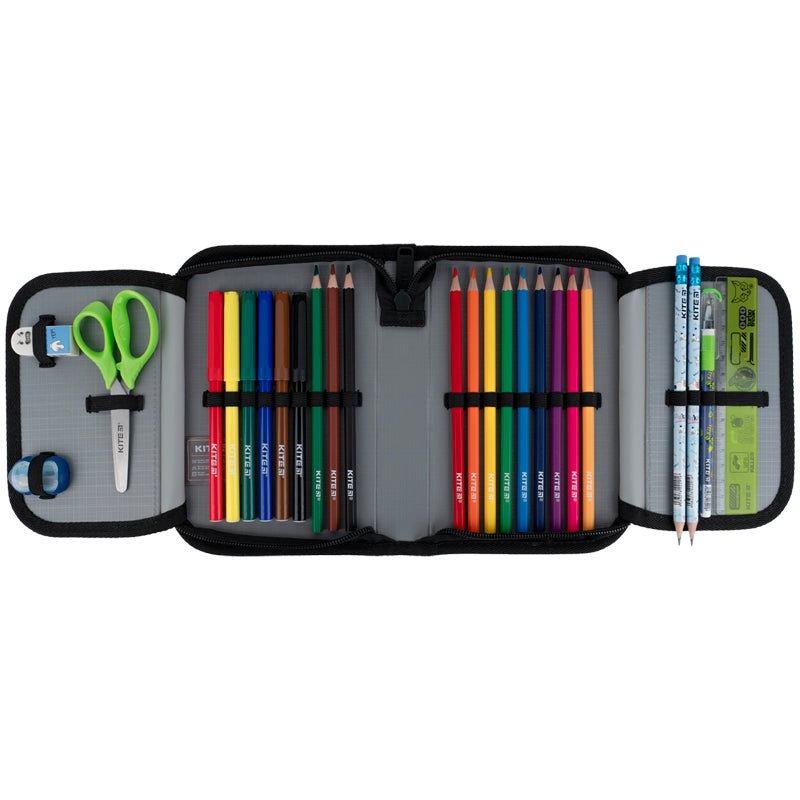 Pencil case with stationery Kite  Player K25-622H-6, 1 compartment, 2 flaps