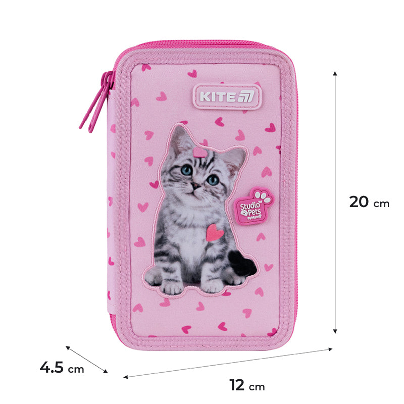 Pencil case without stationery Kite Studio Pets SP25-623, 2 compartments