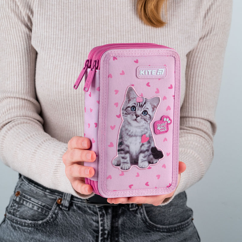 Pencil case without stationery Kite Studio Pets SP25-623, 2 compartments