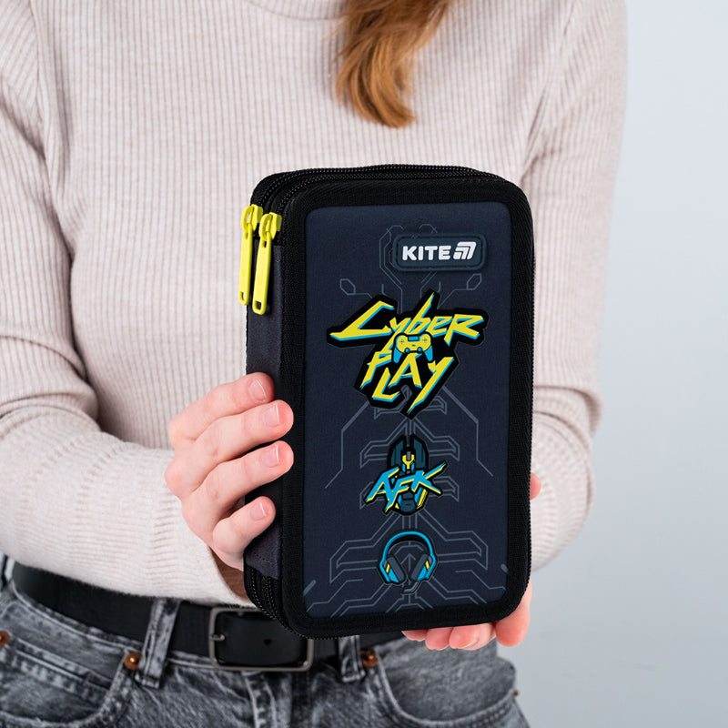 Pencil case without stationery Kite Cyber K25-623-4, 2 compartments