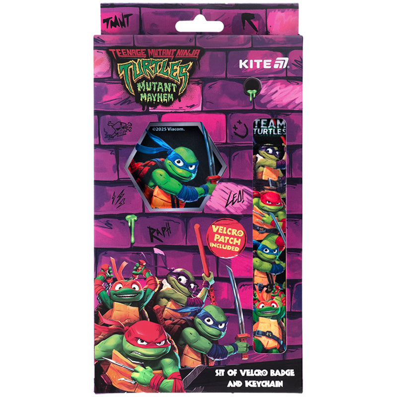 Set of velcro badge and keychain Kite TMNT Mutant Mayhem NT25-3010, 2 pcs.