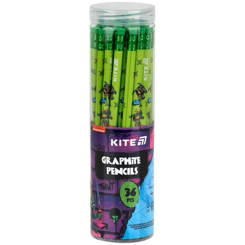 Олівець графітний тригранний з гумкою Kite Ninja Turtles NT25-046
