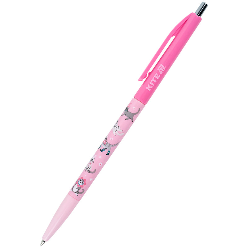 Ballpoint pen retractable Kite Fashion Cat K25-361-1, blue